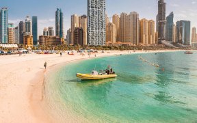 Beachfront skyline of Dubai, UAE